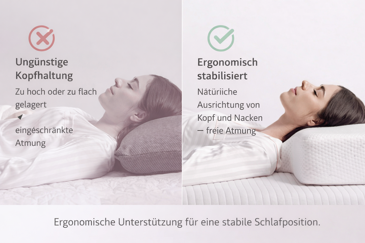 Pillowe® Anti-Schnarch-Kissen – ergonomische Nackenstütze – Pillowe® – ergonomische Schlafkissen